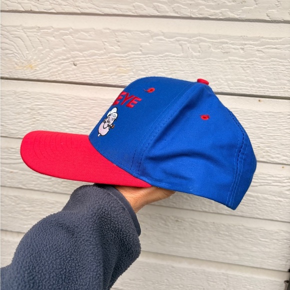 RARE vintage 1994 POPEYE cartoon snapback hat embroided blue red - Picture 7 of 7